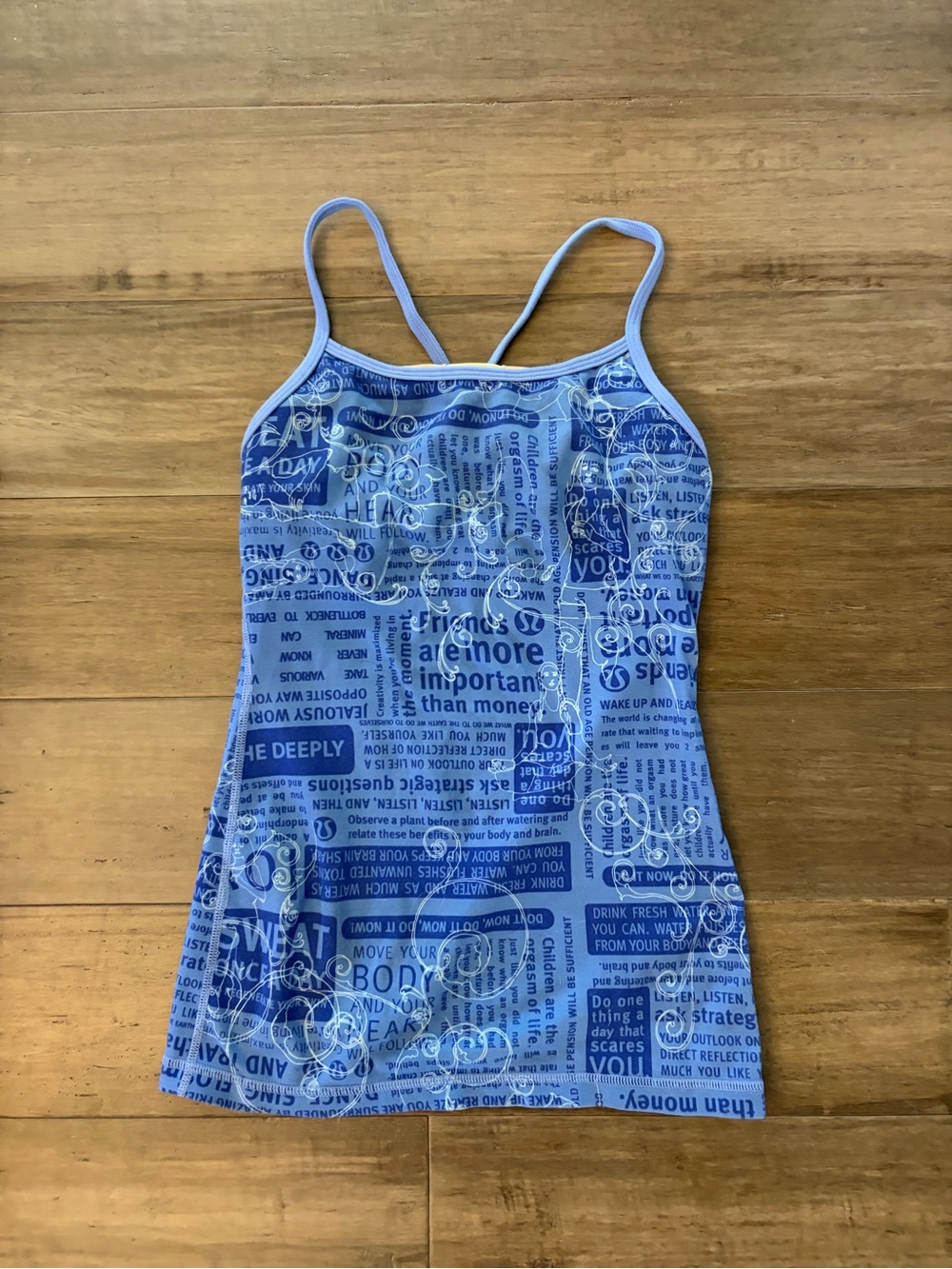Lululemon 2000s Y2K Blue Graphic Workout Power Y Tank size 2
